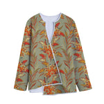 Vintage Orange Bohemian Floral Print Long Sleeve Short Coat