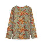 Vintage Orange Bohemian Floral Print Long Sleeve Short Coat