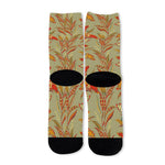 Vintage Orange Bohemian Floral Print Long Socks