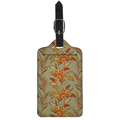 Vintage Orange Bohemian Floral Print Luggage Tag