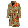 Vintage Orange Bohemian Floral Print Men's Bathrobe
