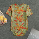 Vintage Orange Bohemian Floral Print Men's Bodysuit