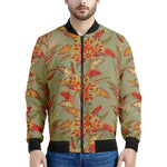 Vintage Orange Bohemian Floral Print Men's Bomber Jacket