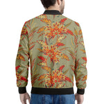 Vintage Orange Bohemian Floral Print Men's Bomber Jacket