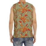 Vintage Orange Bohemian Floral Print Men's Fitness Tank Top