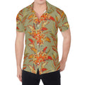 Vintage Orange Bohemian Floral Print Men's Shirt