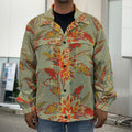 Vintage Orange Bohemian Floral Print Men's Shirt Jacket