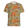 Vintage Orange Bohemian Floral Print Men's Athletic T-Shirt
