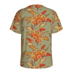 Vintage Orange Bohemian Floral Print Men's Sports T-Shirt