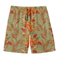 Vintage Orange Bohemian Floral Print Men's Swim Trunks