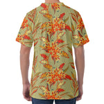 Vintage Orange Bohemian Floral Print Men's Velvet T-Shirt
