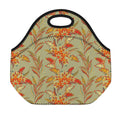 Vintage Orange Bohemian Floral Print Neoprene Lunch Bag