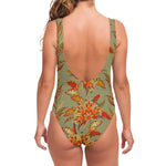 Vintage Orange Bohemian Floral Print One Piece Swimsuit