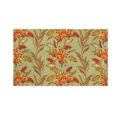 Vintage Orange Bohemian Floral Print Polyester Flag