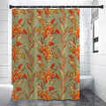Vintage Orange Bohemian Floral Print Premium Shower Curtain