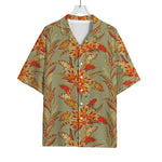 Vintage Orange Bohemian Floral Print Rayon Hawaiian Shirt