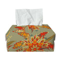 Vintage Orange Bohemian Floral Print Rectangle Tissue Box Cover