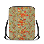 Vintage Orange Bohemian Floral Print Rectangular Crossbody Bag