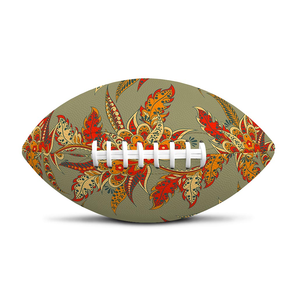 Vintage Orange Bohemian Floral Print Rugby Ball