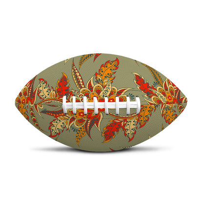 Vintage Orange Bohemian Floral Print Rugby Ball