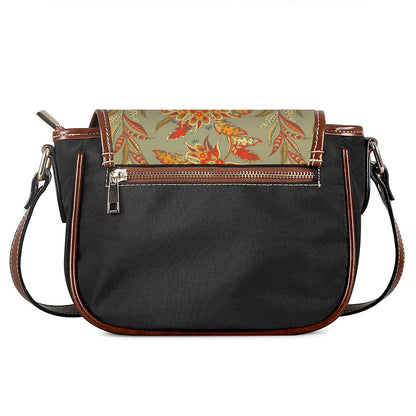 Vintage Orange Bohemian Floral Print Saddle Bag