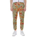 Vintage Orange Bohemian Floral Print Scuba Joggers