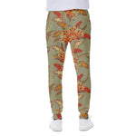 Vintage Orange Bohemian Floral Print Scuba Joggers