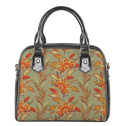 Vintage Orange Bohemian Floral Print Shoulder Handbag