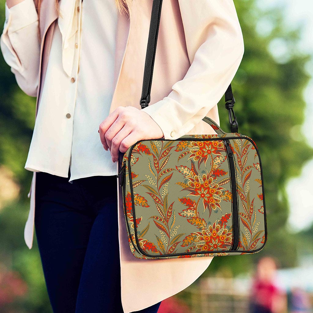 Vintage Orange Bohemian Floral Print Shoulder Strap Bible Bag
