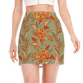 Vintage Orange Bohemian Floral Print Side Slit Mini Skirt