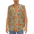 Vintage Orange Bohemian Floral Print Sleeveless Baseball Jersey