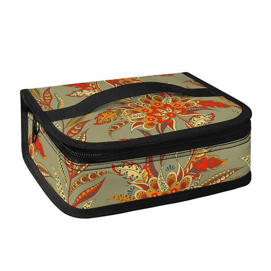 Vintage Orange Bohemian Floral Print Small Lunch Bag