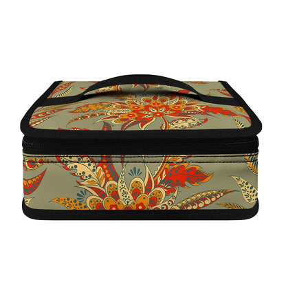 Vintage Orange Bohemian Floral Print Small Lunch Bag