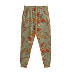Vintage Orange Bohemian Floral Print Sweatpants