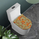 Vintage Orange Bohemian Floral Print Toilet Lid Cover