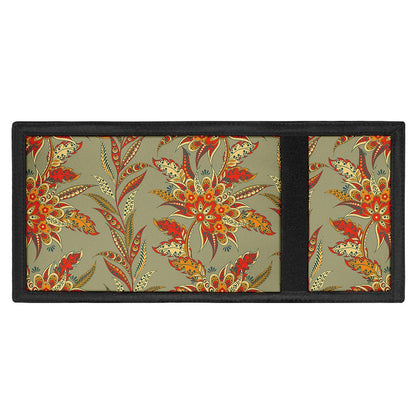 Vintage Orange Bohemian Floral Print Trifold Wallet