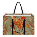 Vintage Orange Bohemian Floral Print Utility Tote Bag