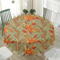 Vintage Orange Bohemian Floral Print Waterproof Round Tablecloth