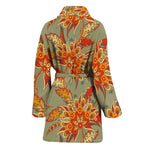Vintage Orange Bohemian Floral Print Women's Bathrobe