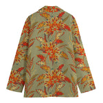 Vintage Orange Bohemian Floral Print Women's Blazer