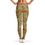Vintage Orange Bohemian Floral Print Women's Leggings