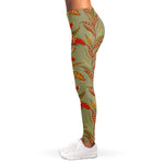 Vintage Orange Bohemian Floral Print Women's Leggings