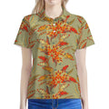 Vintage Orange Bohemian Floral Print Women's Polo Shirt