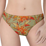 Vintage Orange Bohemian Floral Print Women's Thong