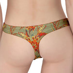Vintage Orange Bohemian Floral Print Women's Thong