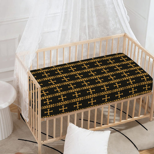 Vintage Orthodox Pattern Print Baby Crib Sheet