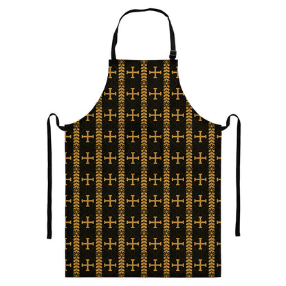 Vintage Orthodox Pattern Print Bib Apron With Pocket