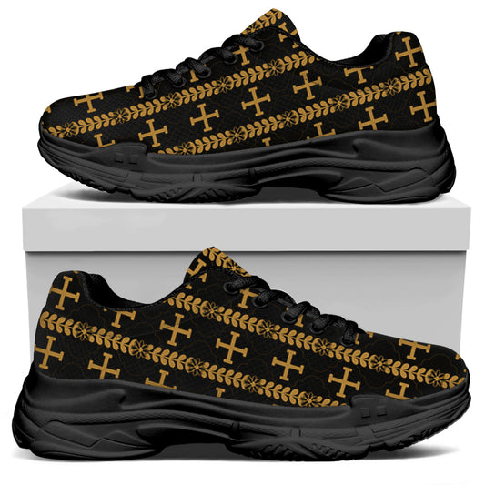 Vintage Orthodox Pattern Print Black Chunky Shoes