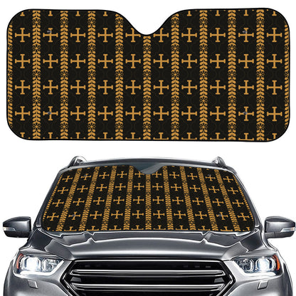 Vintage Orthodox Pattern Print Car Windshield Sun Shade