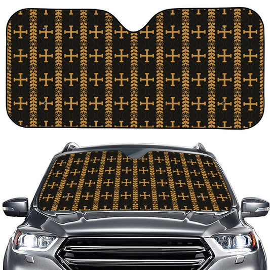 Vintage Orthodox Pattern Print Car Windshield Sun Shade